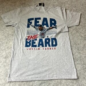 Justin Turner Medium Dodgers Fear the Beard - 500 Level NWT  Short Sleeve Shirt